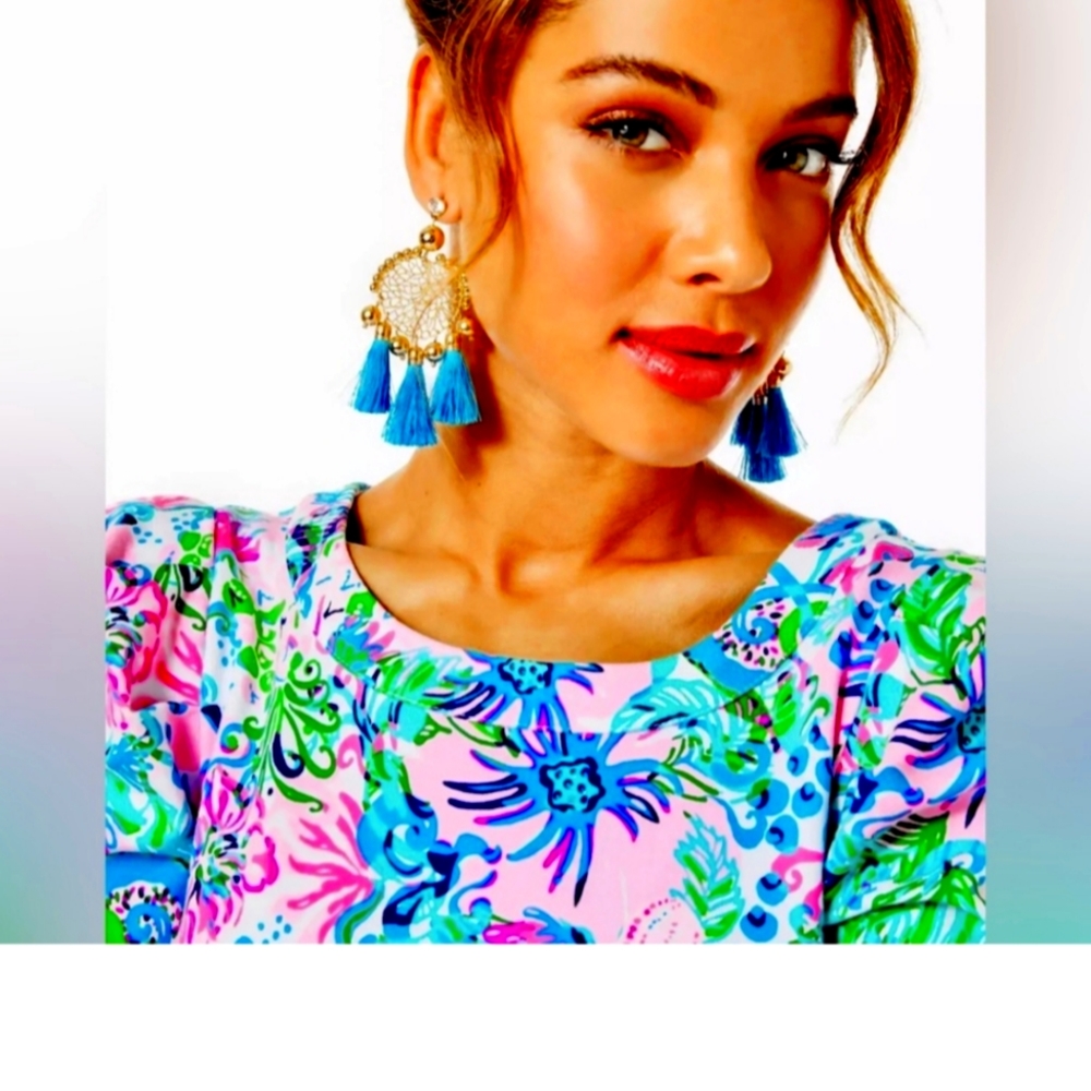 NWT Lilly Pulitzer Sea Dreamer Earrings in Cumulus Blue